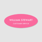 プロフェッショナルホットピンクミニマルオーバル従業員スタッフ 名札 (正面)