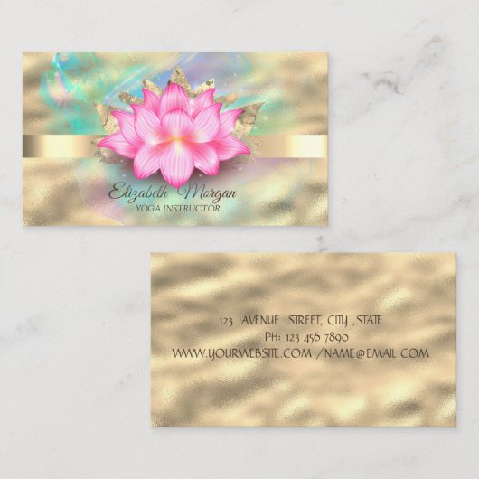 プロフェッショナルホログラフィックインク、金ゴールド、ロータス 名刺 (正面/裏面)