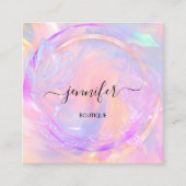 プロフェッショナルホログラフィックフローラQRコードロゴ スクエア名刺 (正面)