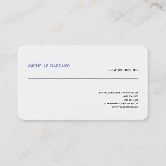 プロフェッショナルホワイトトレンディープレインミニマルモダンリスト 名刺 (正面)