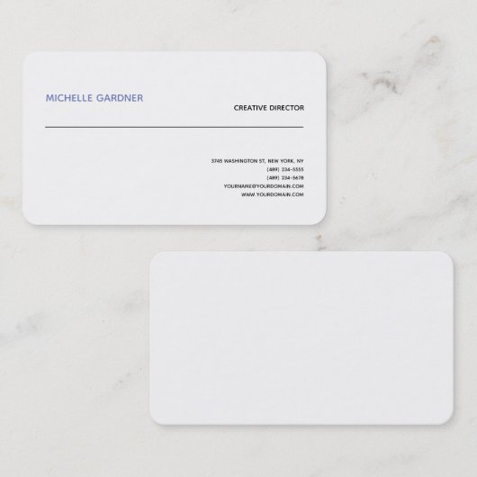 プロフェッショナルホワイトトレンディープレインミニマルモダンリスト 名刺 (正面/裏面)