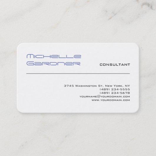 プロフェッショナルホワイトトレンディープレーンクリエイティブ モダン 名刺 (正面)