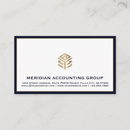 プロフェッショナルホワイトネイビーブルー縁ど 名刺 (正面)