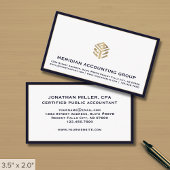 プロフェッショナルホワイトネイビーブルー縁ど 名刺