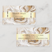 プロフェッショナルホワイトブラウン金ゴールドストライプ大理石 名刺 (正面/裏面)