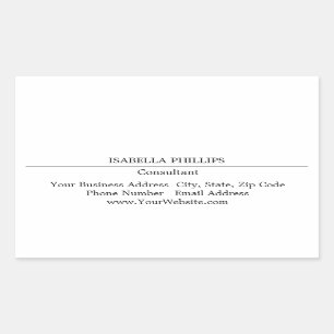 プロフェッショナルホワイトミニマリストプレーンクリエイティブ 長方形シール