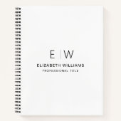 プロフェッショナルホワイトモノグラムビジネスイニシャル ノートブック (正面)