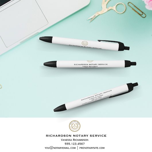プロフェッショナルホワイトロゴビジネスプロモーション公証人 黒ボールペン