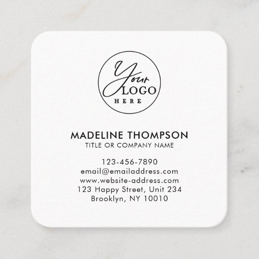 プロフェッショナルホワイト一般企業ロゴQRコード スクエア名刺 (正面)