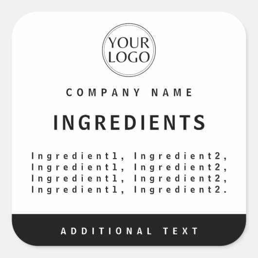 プロフェッショナルホワイト会社ロゴ原料ラベル スクエアシール (正面)