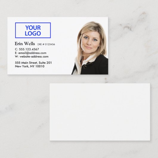 プロフェッショナルホワイト写真のロゴを追加 名刺 (正面/裏面)