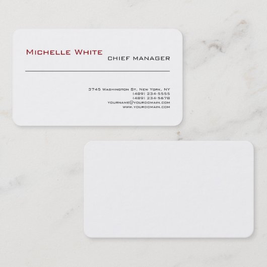 プロフェッショナルホワシンプルイト平滑モダン主義 名刺 (正面/裏面)