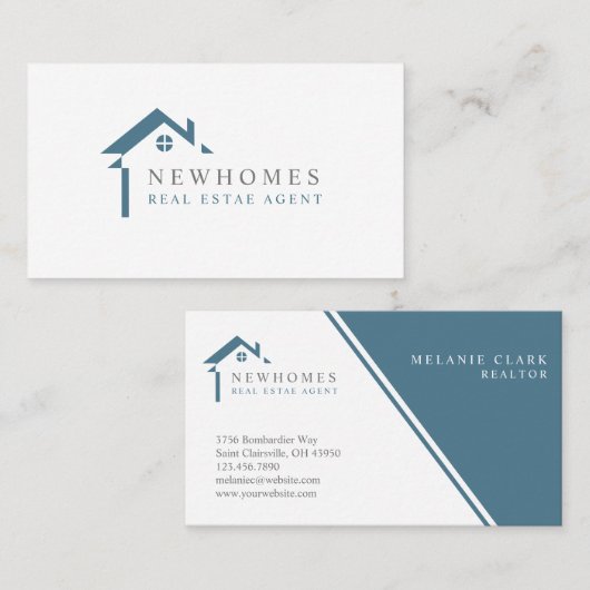 プロフェッショナルホーム実在エステートエージェントのロゴブルー 名刺 (正面/裏面)