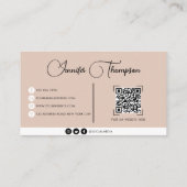 プロフェッショナルボホベージュスクリプトQRコードビジネス 名刺 (裏面)