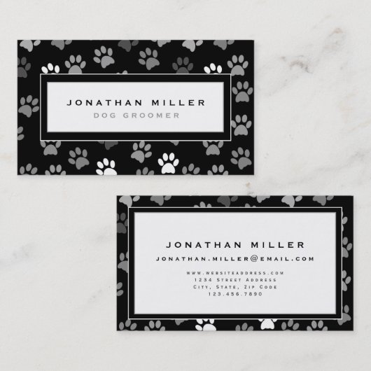 プロフェッショナルポープリントデザイン |黒と白 名刺 (正面/裏面)