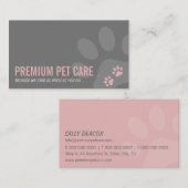 プロフェッショナルポープリントペットケア可愛いピンク灰色 名刺 (正面/裏面)