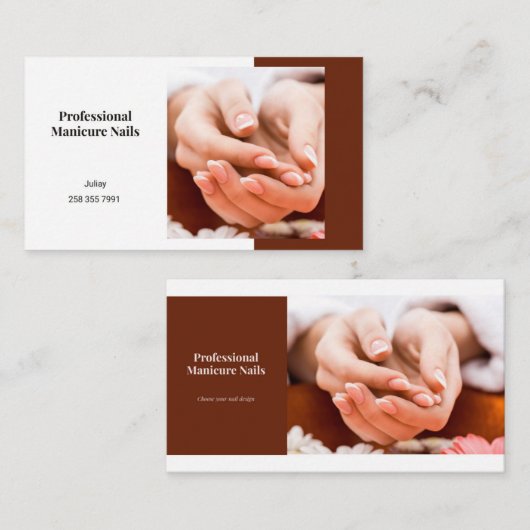 プロフェッショナルマニキュア爪、 ネイル美しいサロントレンディー 名刺 (正面/裏面)
