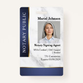 プロフェッショナルマーブルブルー金ゴールド公証人ID バッジ (正面)