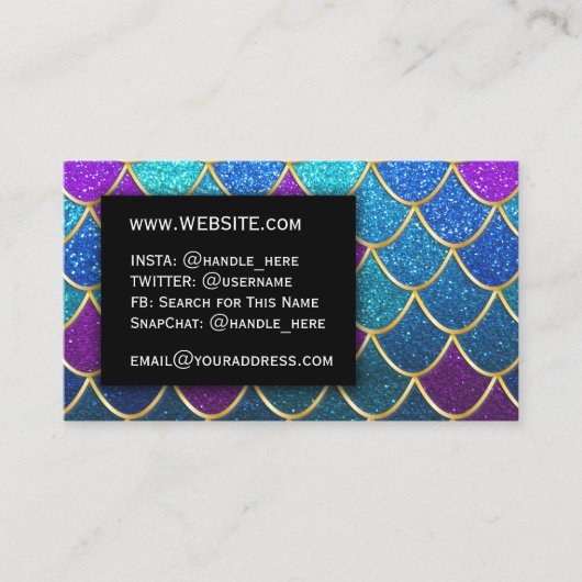 プロフェッショナルマーメイドグリッターエレガントモダンサロン 名刺 (正面)