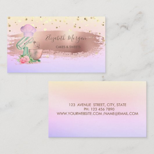 プロフェッショナルミキサーフラワー紙吹雪、ブラシストローク 名刺 (正面/裏面)