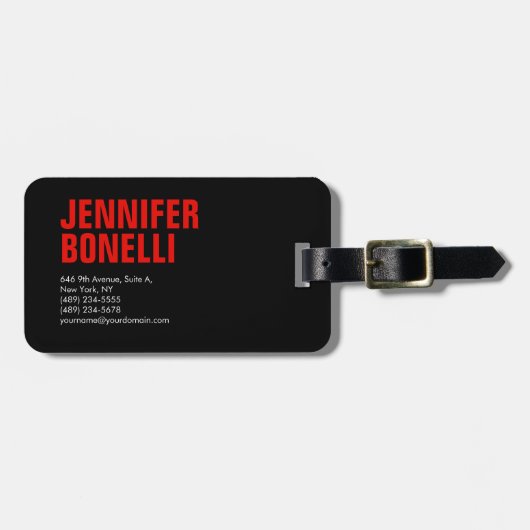 プロフェッショナルミニマはっきりしたリスト黒白 ラゲッジタグ (正面横)