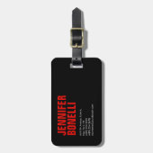プロフェッショナルミニマはっきりしたリスト黒白 ラゲッジタグ (正面縦)