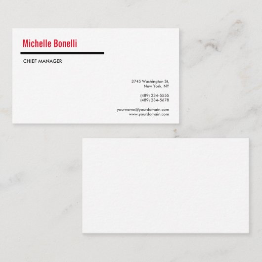 プロフェッショナルミニマシンプルリスト白モダンカスタム 名刺 (正面/裏面)