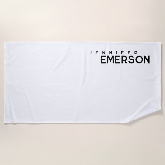 プロフェッショナルミニマモダンリストあなたの名前 ビーチタオル (正面)