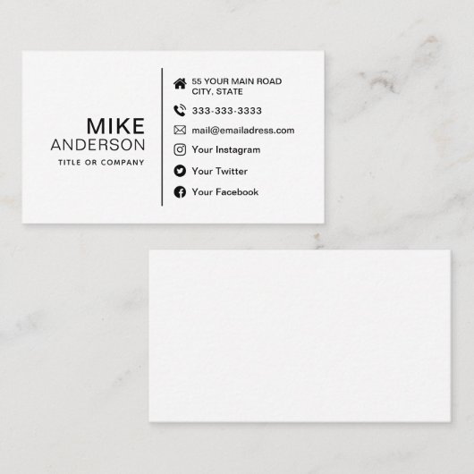 プロフェッショナルミニマモダンリストソーシャルメディアアイコンb 名刺 (正面/裏面)