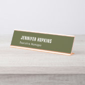 プロフェッショナルミニマモダンリスト軍グリーン デスクネームプレート (正面)