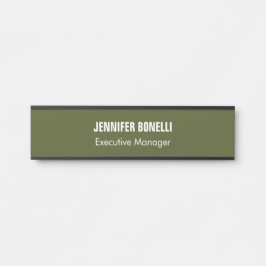 プロフェッショナルミニマリストあなたの名前を追加アーミーグリーン サインプレート