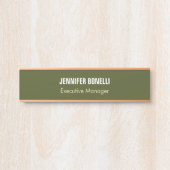 プロフェッショナルミニマリストあなたの名前を追加アーミーグリーン サインプレート (正面)