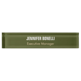 プロフェッショナルミニマリストあなたの名前を追加アーミーグリーン デスクネームプレート