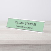 プロフェッショナルミニマリストのミントグリーン従業員スタッフ デスクネームプレート (正面)