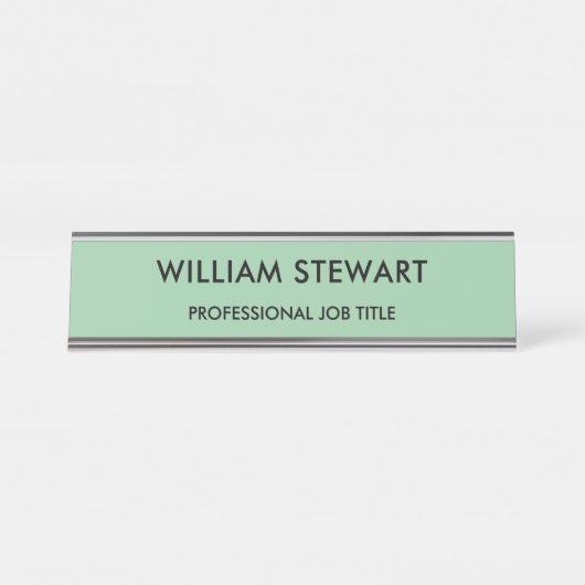 プロフェッショナルミニマリストのミントグリーン従業員スタッフ デスクネームプレート (正面)