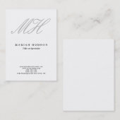 プロフェッショナルミニマリストグレースクリプトモノグラムホワイト 名刺 (正面/裏面)