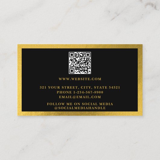 プロフェッショナルミニマリストスクリプトラグジュアリーブラック&金ゴールド 名刺 (裏面)