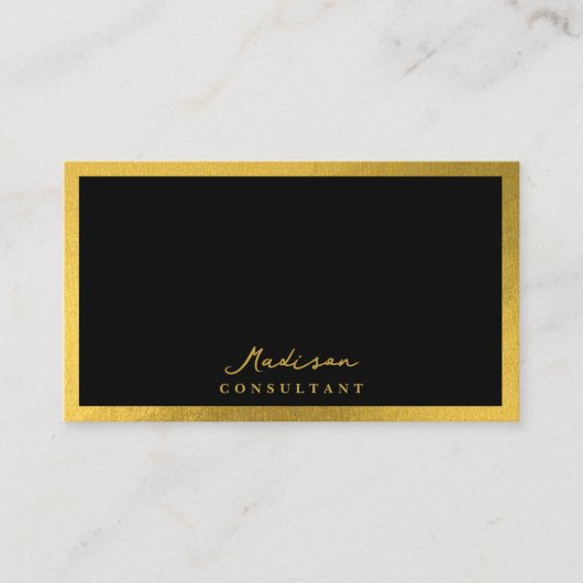 プロフェッショナルミニマリストスクリプトラグジュアリーブラック&金ゴールド 名刺 (正面)
