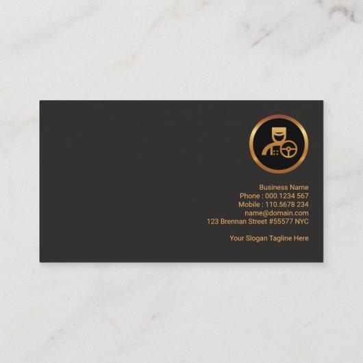 プロフェッショナルミニマリストダブル金ゴールドライン運転手 名刺 (裏面)