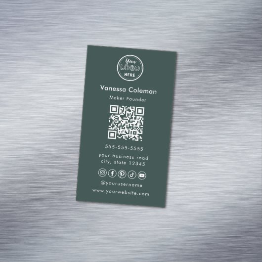 プロフェッショナルミニマリストダークグリーン名刺 マグネット名刺 (インサイチュ)