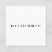 プロフェッショナルミニマリストダークブルーホワイトコンサルタント スクエア名刺 (正面)