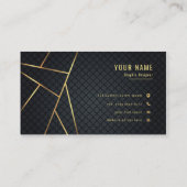 プロフェッショナルミニマリストブラックと金ゴールド贅沢 名刺 (裏面)