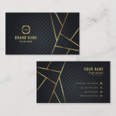 プロフェッショナルミニマリストブラックと金ゴールド贅沢 名刺 (正面/裏面)