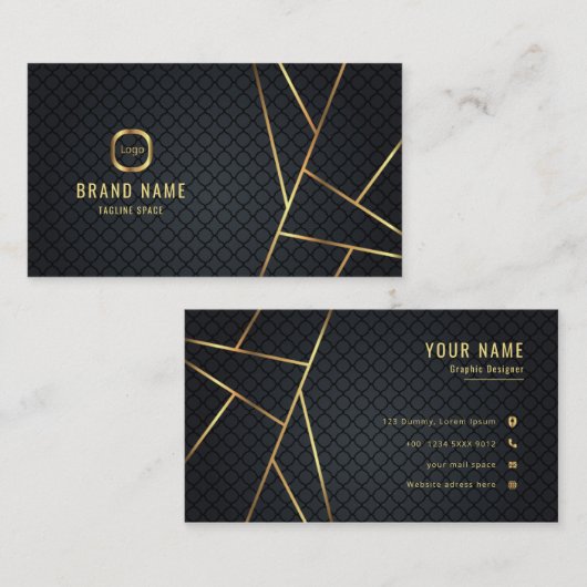 プロフェッショナルミニマリストブラックと金ゴールド贅沢 名刺 (正面/裏面)