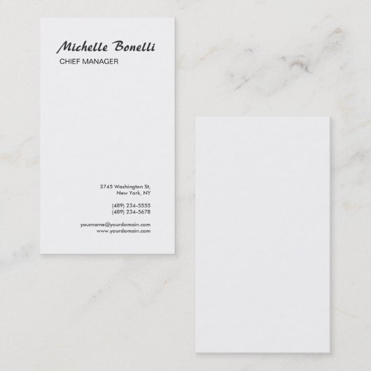 プロフェッショナルミニマリストブラック&ホワイト平モダン面 名刺 (正面/裏面)