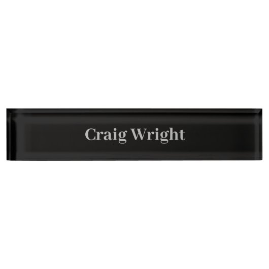 プロフェッショナルミニマリストプレーンブラックパーソナライズされた デスクネームプレート (正面)