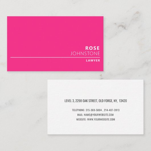 プロフェッショナルミニマリストホットピンク専門 名刺 (正面/裏面)
