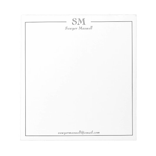 プロフェッショナルミニマリストモノグラムネームビジネス ノートパッド (正面)