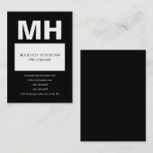 プロフェッショナルミニマリストモノグラムブラック&ホワイト 名刺 (正面/裏面)