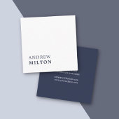 プロフェッショナルミニマリスト海軍ブルーホワイトコンサルタント スクエア名刺